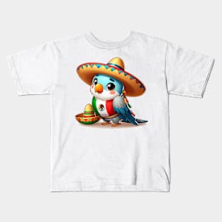 love bird wearing costum meksican Kids T-Shirt